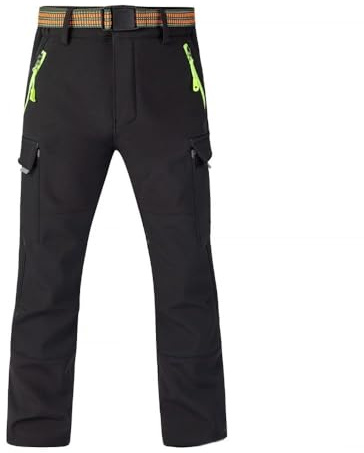 Hpbygstae Vattentäta termobyxor för pojkar och flickor, snöbyxor, vinterutomhusbyxor, fodrade cargobyxor, barn softshell skidbyxor, #63-svart, 130/140 cm