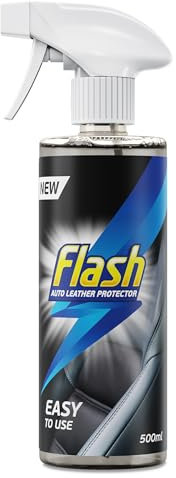FLASH Car Care Leather Protector Spray (500ml) – Car Seat Protector & Leather Restorer, Easy-to-Use Leather Care for Seats, Steering Wheel & Trims