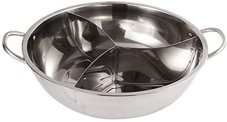 Olla caliente de acero inoxidable con 3 lados para inducción, olla de sopa, 34 cm