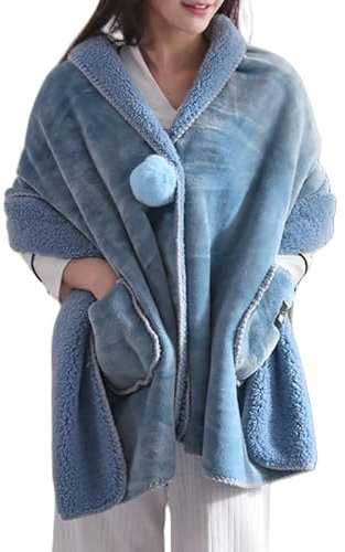 LIUYUYOUGO Poncho Damen,Tragbare Decke Aus Teddyfleece Für Damen Mehrweg Poncho Schal Wickeltuch Weiche Bequeme Schoßdecke Überwurf Warm Flauschig Sherpa Cape Schals Damen Strickjacken Mantel Hel