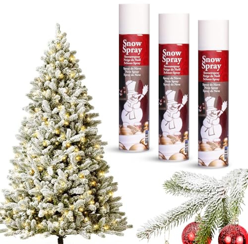 Gdecora Spray de Nieve Texturizada - Pack de 3 x 150 ml - Nieve Artificial para Árbol de Navidad, Ventanas y Decoraciones Navideñas.Ideal para Manualidades y Decoración Invernal. (3, Redonda)