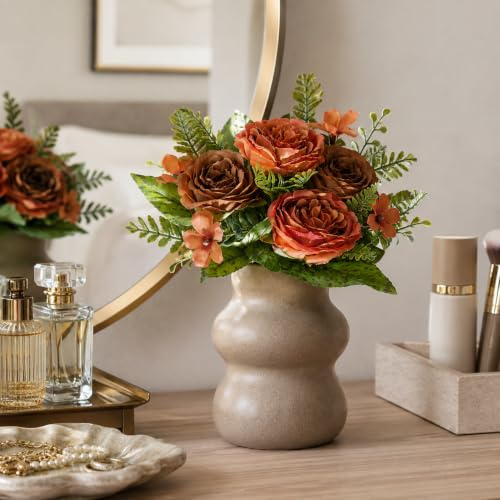 astylishome Artificial Flowers for Decoration Orange Peony Artificial Flowers Fake lily Flowers Silk Peonies Bouquet for Wedding Party Table Centerpieces Floral Arrangement Home Kitchen Decor 4317