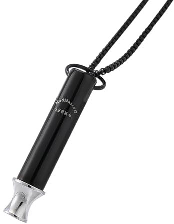 Cupimatch Atmung Halskette Gegen Angst: Schwarz 528 hz Pfeifen-Halskette Edelstahl Atemübungen Meditation Halskette Anti Angst Schmuck Geschenk für Männer Frauen