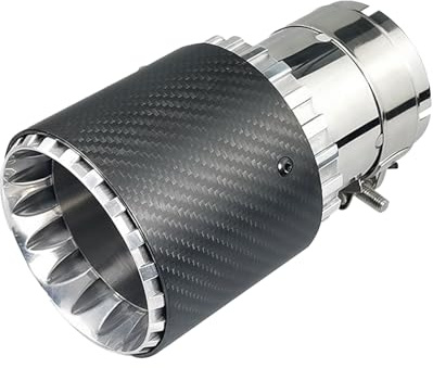 Krtopo Punta Del Silenciador Del Tubo De Escape Del Automóvil, Adecuada Para 2,5 Pulgadas (63 Mm) De Acero Inoxidable y Tubo Final De Fibra De Carbono Modificado Garganta(Plata Negra)