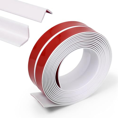 Kantenschutz Selbstklebend Weichsockelleiste Leisten Weiß - 20 x 20mm 4 Meter Flexible Winkelleiste Kunststoff, für Türen, Fenster, Wände, Küche, Fliesen