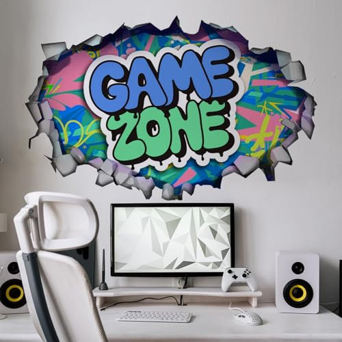 3D Game Wall Decals,Gamer Controller Wall Stickers for Boys Room,Gaming Joystick Sticker for Teenagers Kids Bedroom Playroom Nursery Wall Decor-Style C