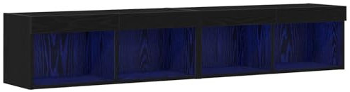 vidaXL Meubles TV avec éclairage LED 2 pcs Chêne Noir 80x30x30 cm