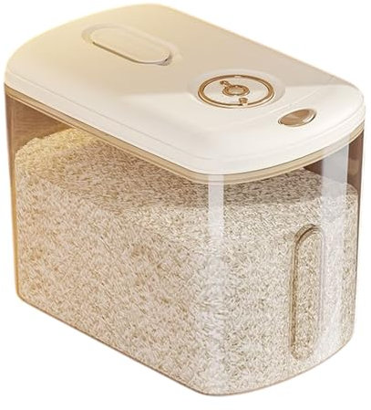 Récipient de céréales, distributeur de riz | Capacité de 10 kg Bin de stockage alimentaire hermétique avec tasse à mesurer | Bac de riz pour les céréales, le maïs, le soja et la farine d'avoine