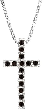 Kuzzoi Herren Halskette mit Kristall Anhänger (24 mm) für den Mann in 925 Sterling Silber Herrenkette mit Kreuz Symbol handgefertigt Länge: 50 cm