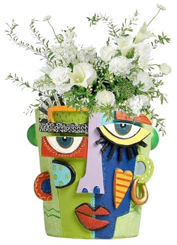 Flkiglm Pot De Visage Tête pour | Tête De Planteur Colorée - Support pour 15cm en Résine Artistique - Déco d'Intérieur pour Jardin et Terrasse