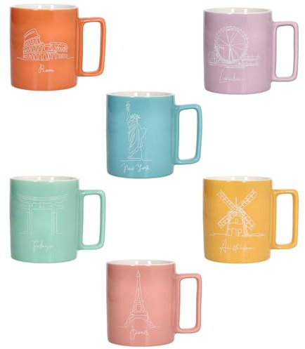 TOGNANA 1 Pezzo Tazza Tazzone Latte City Mug in Porcellana 360 cc 6 Colori