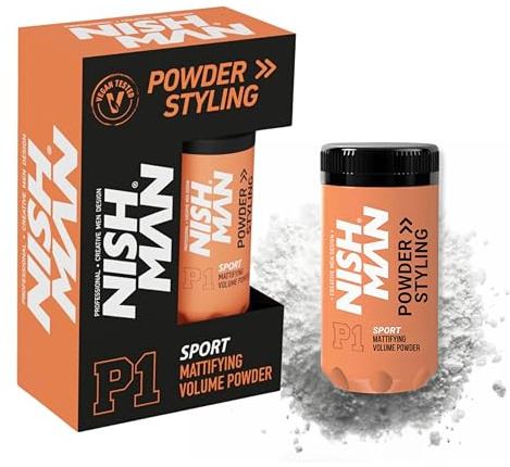 NISHMAN Poudre Coiffante P1 Sport 20g - Parfum Fruits Tropicaux - Volume et Texture Maximaux - Tenue Flexible et Fini Mat