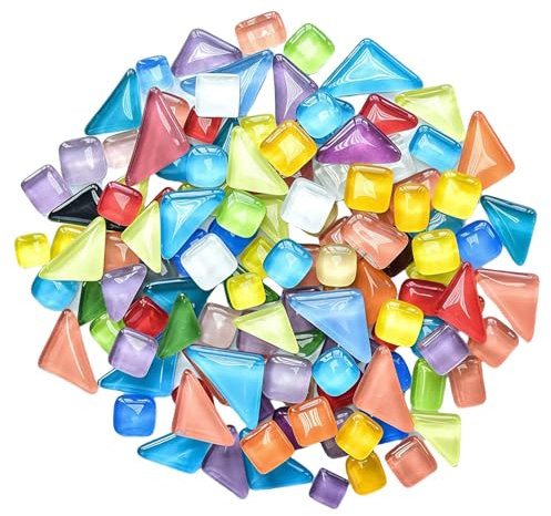 200g Colourful Glass Mosaic Stones Irregular Glass Mosaic Mix, Micro Mosaic Pieces, Muggle Stones for Creative DIY Crafts Jewellery Making