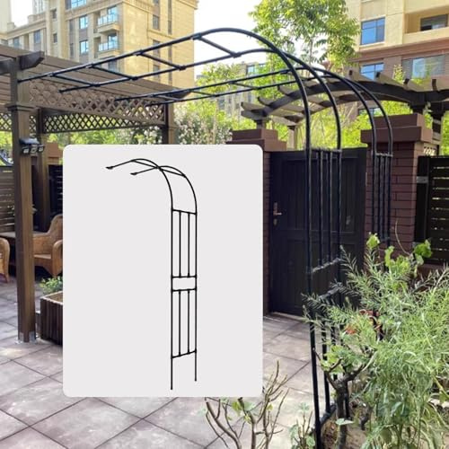 Gartenspalier mit halbem Bogen – Wandmontierte Metall-Pergola-Laube, Kletterpflanzen-Stützrahmen, Outdoor-Dekoration, 2,5 m x 3,5 m x 2,5 m, schwarzes Finish