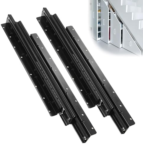 Schwerlastauszug 600-1450mm Schubladenschienen Unterflur Bodenmontage – Vollauszug mit Kugellager, 120kg Tragkraft, Versteckter Einbau für Werkbank, Treppenschublade, Schrank