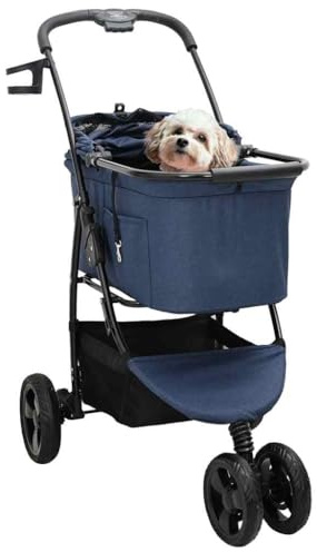 vidaXL Folding Pet Stroller Adjustable Blue 78 x 54 x 101 cm Polyester