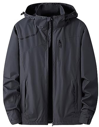 Veste coupe-vent imperméable multi-poches pour homme - Respirante - Grande taille - Fermeture éclair intégrale - Vêtement d'extérieur décontracté pour randonnée, camping