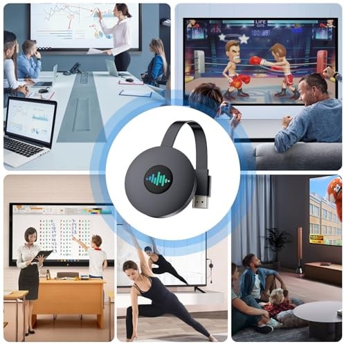 5G Wireless HDMI Dongle, 4K Miracast HDMI Adapter mit Screen Mirror, Miracast/Airplay/DLNA Screen Mirroring für i-Phone/i-Pad/Android/iOS zu TV/Monitor/Laptop/Tablet, Plug & Play (Mattschwarz)