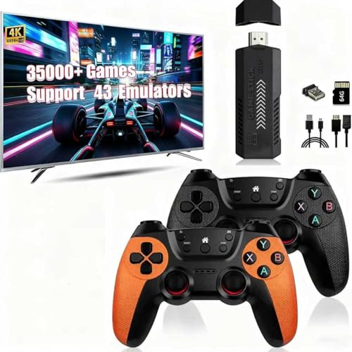 Mldnld Console Retrogaming de 35 000 jeux classiques intégrés, 4K HDMI console de jeux avec plus 2 manettes sans fil, 23 émulateurs Jeux Stick Plug & Play TV