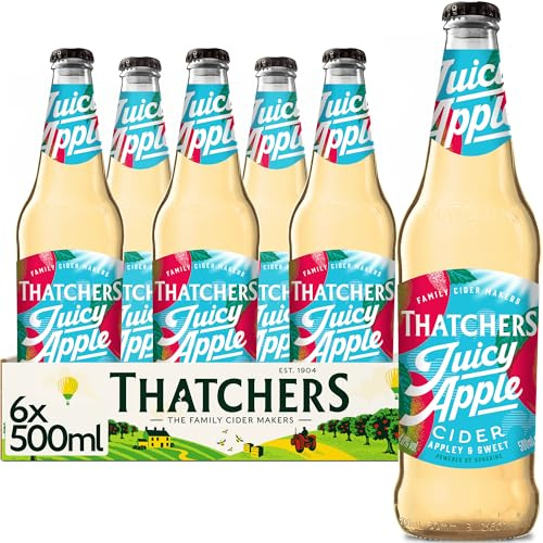 Thatchers Juicy Apple Cider, 6 x 500ml Bottles | Family Cider Makers, Crafted in Somerset, Sweet & Crisp, Gluten Free, Suitable for Vegans, Vegetarians & Coeliacs