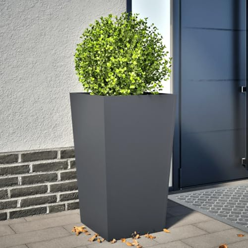 KKHOMEI Macetero alto de acero galvanizado, macetas altas para plantas macetas, jardinera de patio, maceta de exterior, jardinera de exterior, para Fiardino, Patio, plantas de interior, acero