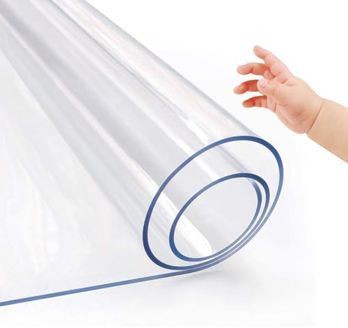 OELZWVN Protector de Mesa Transparente de 1,5 mm, 80 x 120 cm, Mantel Transparente con Borde Biselado, Protección de Mesa de PVC, Antideslizante, Resistente a los Arañazos