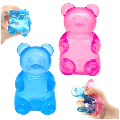 2 Pezzi Oursons Squishy, Taba Mochi Squishy Antistress a Lento Ritorno, Oggetti Antistress da Scrivania, Anti Stress per Bambini Adulti ADHD Autismo, Gadget Compleanno Bambini Kawaii (Rosa+Blu)