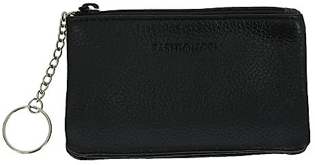 FASHIONGEN - Porte-Monnaie en Cuir à Double Compartiment à Zip, pour Homme et Femme - Noir