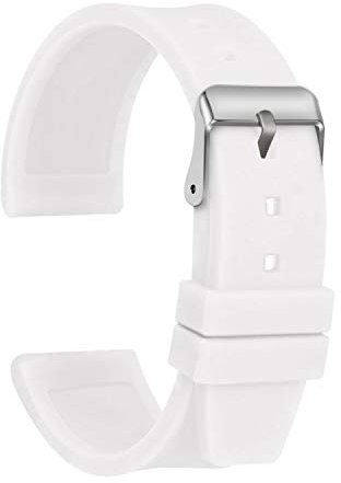 ULLCHRO Unisex Kautschuk Armband mit Edelstahl Silberne Schnalle 20mm Weiß