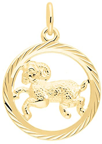 My Gold Damen Herren Kinder Anhänger Sternzeichen Widder Gold 333 (Ohne Kette) Echtes Gelbgold (8 Karat) Ø 15mm Rund Tierkreiszeichen Gavno A-04433-G302-Wid