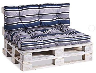Gutekissen Palettenkissen, Gartensofakissen, Gesteppte Kissen gefüllt mit granuliertem Poulirette-Schaum, viele Farben und Größen PPI (Sitzkissen 120x80, gesteppt Blau-Grau 2)