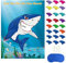 FEPITO Pin The Fin beim Shark Game mit 24 Stück Flossen für Hai Geburtstag Party Dekoration, Party Vorräte