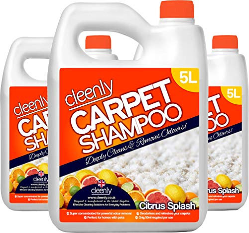 Cleenly Carpet Shampoo Cleaner Solution (15 litres) - Citrus Splash Fragrance - Safe for All Carpet Cleaning Machines - Effectively Removes Pet Odours
