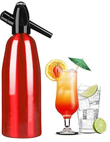 1 Litro Di Soda Sifone Bottiglia, Soda Sifone Seltz Cocktail Barista Acciaio Inossidabile, Produzione Di Soda Gassata Acqua Frizzante Per Succhi Di Bevande Cocktail (red)