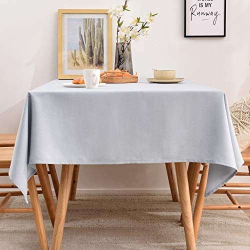 BALCONY & FALCON Tischdecke Leinenoptik Rechteckige Tischdecke Leinen Fleckschutz Pflegeleicht Tischtuch Tischwäsche Eckig für Drinnen, Draußen, Garten, Restaurant und Dekoration Silber 140 x 240 cm