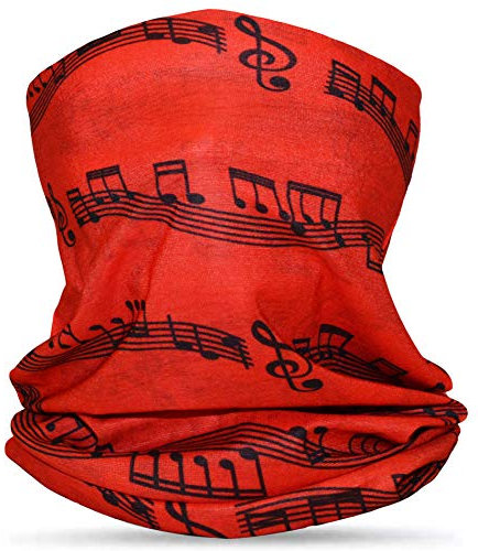thb Richter Multifunktionstuch Schlauchschal Mehrzwecktuch Jogging Biker Mundtuch Stirnband Radfahrer Sturmhaube Halstuch Musiknoten Notenschlüssel Chor Outdoor Freizeit (Rot)