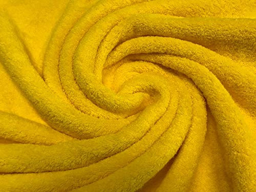 Frottee-Stoff, gelb, Handtuchstoff, 100 % Baumwolle, Bademäntel, Wickelunterlagen, Stoff als Meterware, 1 m x 160 cm