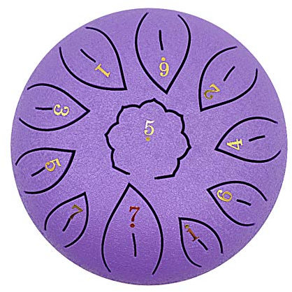 Zungentrommel, Stahl, 15,2 cm, 11 Töne, Handpan Stahltrommel for Erwachsene und Kinder, Percussion Musikinstrument Stahl Zungentrommel for Anfänger, Klangheilung, Meditation, Yoga (lila)