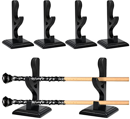 Marsui 2 Set Wizard Wand Holder Wood Magic Wand Display Stand for Knife, Dagger, Table Counter Shelf Home or Office Display, Halloween Decor, Black