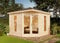 Alpholz 5-Eck Gartenhaus Liwa Compact Gartenhaus aus Holz, Holzhaus mit 28 mm Wandstärke, Blockbohlenhaus mit Montagematerial