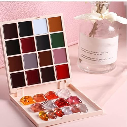 16 Colors Solid Nail Polish Palette Set, Cream Gel Nail Polish, Highly Pigmented Cream Gel Nail Polish Kit for Nail Art DIY Design Salon Manicure Kit