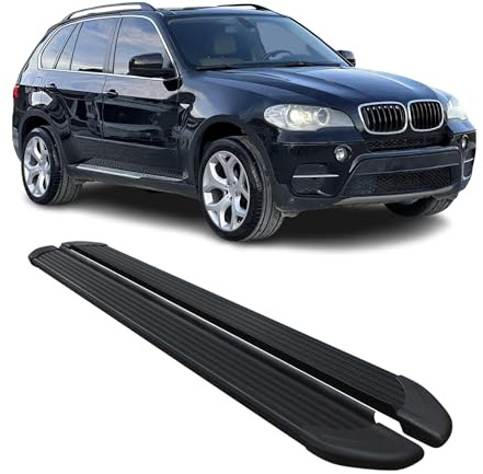 OMAC Seitenschweller Trittbretter Schweller kompatibel mit BMW X5 E70 2006-2013 Alu Schwarz