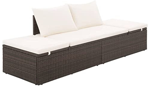 KOIECETA Sonnenliege Poly Rattan Braun Gartenliege Liegestuhl Relaxliege Liege