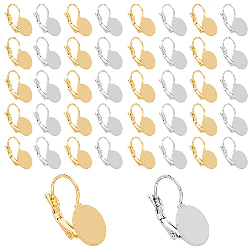 DICOSMETIC 40 Stück 2 Farben Edelstahl Clip-on Ohrring 10mm Flache Runde Ohrclips Ohrringe Selber Machen Clip on Ohrringe Tablett Ohrclips Basteln Zubehör Für Die DIY Ohrringherstellung
