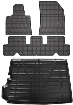 OMAC Fußmatten & Kofferraumwanne Set kompatibel mit Citroen C4 Grand Picasso 2013-2024 Gummi 5X