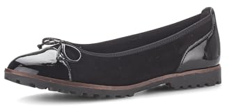 Gabor Damen Klassische Ballerinas, Frauen Flats,Ballet-Flats,flach,Ausgehschuhe,Abendschuhe,Slip-ons,Schleife,schwarz (Cognac),38 EU / 5 UK