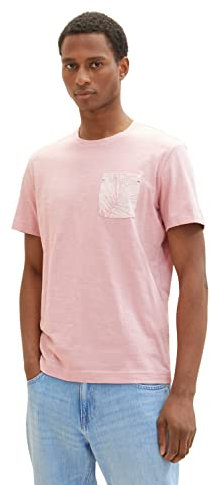 TOM TAILOR 1036371 T-Shirt avec Poche Poitrine, 11055 Matin Rose, M Homme
