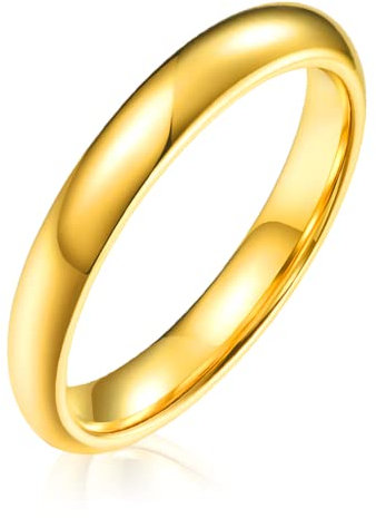 AURSTORE Schmuck Ring Mann Frau Ring Edelstahl Verlobung Hochzeit 4mm Größe nach Wahl 51-65 (gold, 59(18.8))
