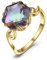 JewelryPalace Hexagon 5.7ct Echt Regenbogen Quarz Solitär Ring Damen, Große Naturstein Bunte Damenring Silber 925 Ring Promise Frauen Schmuck Mädchen Vergoldet 58