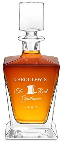 Maverton Personalised Whiskey Decanter for Man - Elegant Geometric Carafe for him - Geometric Model - Engraved Glassware for dad - Barware for Birthday - for Connoisseur - Hat -